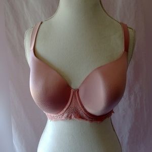Pink lace and nylon bra